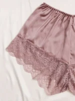 Lace Trim Cami Top With Satin Shorts Pajama Set For Women - Image 5