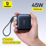 Baseus 45W Mini Power Bank 10000mAh Built-In USB-C Cable Pocket-Sized Smaller Fast Charging