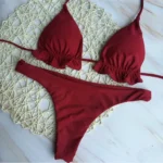 Summer Brazilian Bikini Set Women Sexy Bandage Top Thong Bottom 2 Pieces Set - Image 5