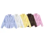 New Women's Cinched Waist Long Sleeve Elegant Everyday & Office Wear Shirt