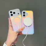 NEW For Iphone 17 Pro Max Laser Color-Changing Matte Phone Case 17Pro Magnetic Cover - Image 5