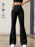 Women's spring and summer high waisted tight fitting flared pants, slim leg long black pants - Image 4