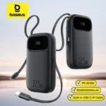 Baseus 22.5W 10000mAh 20000mAh Power Bank Built-In Retractable USB-C