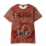 Kids One Piece Sports T-Shirt Summer Luffy Red Hawk Print Breathable Short Sleeve - Image 4