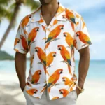 Men's Artistic Hawaiian Print Shirt Stylish Summer Outfit For Seaside Getaway Office Casual Daily Wear