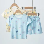 2-piece Summer Children's Comfortable And Versatile Cute Short sleeved Shorts Set - Image 2