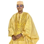 African Clothing For Men Traditional Bazin Riche Embroidery Design Top Long Sleeve 3 Piece Set - Image 4
