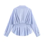 New Women's Cinched Waist Long Sleeve Elegant Everyday & Office Wear Shirt - Image 3