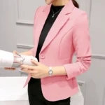 Black Women Blazer 2025 Formal Slim Blazers Lady Office Work Suit Pockets Jackets Coat - Image 2