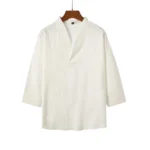 Summer Kimono Japanese Style Short Sleeve Men New Half-sleeved Cotton Linen - Image 5
