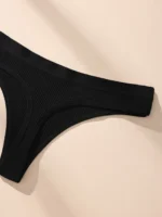 7Pcs Women Cotton Thongs Panties Striped Underwear Sexy Underpants Black Panty - Image 5