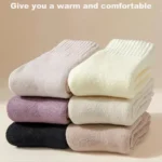 3 Pairs Women Socks Wool  Winter Warm Snow Markron Color Thick Plush Hairy Floor Sleep Socks - Image 2