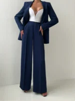 Women's Elegant Casual Blazer Jacket And Straight-Leg Pants Suit Set