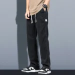 Summer Soft Lyocell Fabric Men's Jeans Thin Loose Straight Pants Drawstring Elastic Waist - Image 3