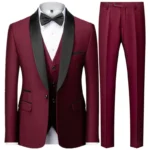 Black Men Autumn Wedding Party Three Pieces Set Large Size Male Blazer Coat - Image 6