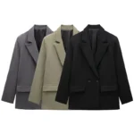 Willshela Women Fashion With Pockets Solid Double Breasted Blazer Vintage Long Sleeves
