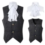 Vest Men Renaissance Steampunk Coat Gothic Jacquard Waistcoat Single Breasted  Dress Vest for Suit