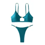 New Sexy Sheen High-Cut Bikini Set Shiny Swimwear for Women Push Up Triangle Top - Image 2