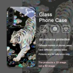 Stylish Tiger Dragon Marble Texture Printed Tempered Glass Phone Case - Image 2
