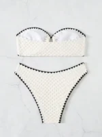 Swimwear White 2 Piece Strapless Swimsuit for Women Sexy Bandeau Backless Bikini Set - Image 2