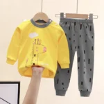 Autumn Kids Cartoon Pajama Sets Spring Girls Boys Print Sleepwear Suits Baby Long Sleeve - Image 2