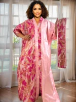 Luxury African Dashiki Gown for Women-Floral Embroidery Batwing Sleeve Loose Fit Maxi Dress - Image 3