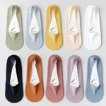 5Pairs Women Socks Breathable Invisible Silicone Non-slip Solid Color Boat Sock - Image 6