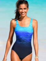 2024 New Print Sport One Piece Swimsuit For Women Cross Backless Swimwear