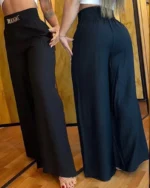 High Waist Solid Color Wide Leg Pants Summer Chic Loose Women Trousers - Image 2