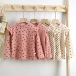 Kids Long Sleeved Undershirt Girls Cute Floral Dots T-shirt - Image 5