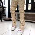 New Mens Denim Straight Leg PantsStreet Fashion InsElastic Waist Stretch Jeans Casual Trousers - Image 4
