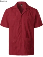 Summer New Mens' Shirts Multi-pockets Lapel Short Sleeve Single Breasted Cardigan - Image 2