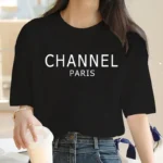 Luxury Brand Machine Washable Womens Casual Elegant Fashion CHANNEL Graphic T-shirt O-Neck Short Sleeve - Image 4
