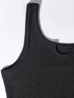 Women's Ribbed Crop Sleeveless Tank Top & Striped Print Belted Bag Waist Shorts - Image 3