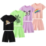2-piece Summer Children's Comfortable And Versatile Cute Short sleeved Shorts Set - Image 3