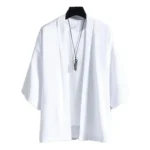 Summer Men Solid Color Kimono Cardigan Big Size 3XL Women Simple Haori Japanese Traditional Costume - Image 3