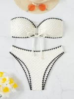 Swimwear White 2 Piece Strapless Swimsuit for Women Sexy Bandeau Backless Bikini Set - Image 3