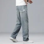 Summer Ultra-thin Lyocell Men's Jeans Drape Soft Fabric Loose Straight Casual Denim Pants - Image 4