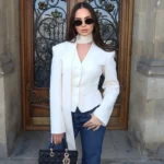 Tuularose Stripe Tailored Coat For Women Lace Up V Neck Long Sleeves Coat - Image 3