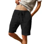 New men's cotton and linen solid color short - Image 2