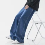 New Men Korean Trendy Brand Casual Jeans Fashion Solid Color Straight Pants - Image 2