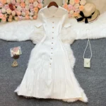 YuooMuoo Brand Fashion Elegant Patchwork Knitted Long Dress Shirt Sweater Dress - Image 2
