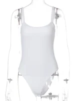 Strap Solid Bodycon Sexy Body Casual Basic White Summer Bodysuit Women Tops Sleeveless - Image 6