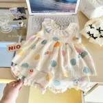 Two-Piece Set Sleeveless Princess Dress with Floral Print, Summer Thin Outfit - Image 4
