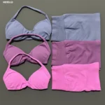 HISTELLO Gym Set 2 Piece Women Strappy Yoga Bra Top Workout Scrunch Shorts