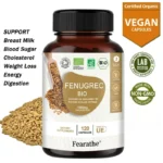 Organic Fenugreek Capsules with Vitamins & Calcium - 100% Vegan Fenugreek Powder Supplement for Women and Men