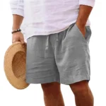 New Mens Cotton Solid Color Short Lightweight Gym Pants oversize Beach Shorts - Image 4