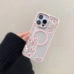 Pink Cherry Elegant Floral Background Design Magnetic Phone Case For iPhone - Image 3