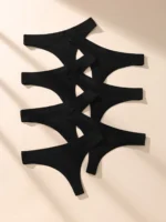 7Pcs Women Cotton Thongs Panties Striped Underwear Sexy Underpants Black Panty - Image 2