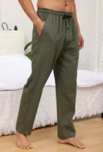 3Pcs Men's 100% Cotton Plaid Pajama Sleeping Pants, Long Plaid Print Sleepwear Pajama Pants - Image 6